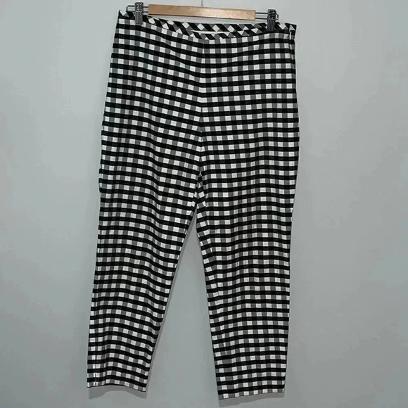 Talbots black and white gingham slacks with side zip and fake back pockets EUC - Picture 7 of 13
